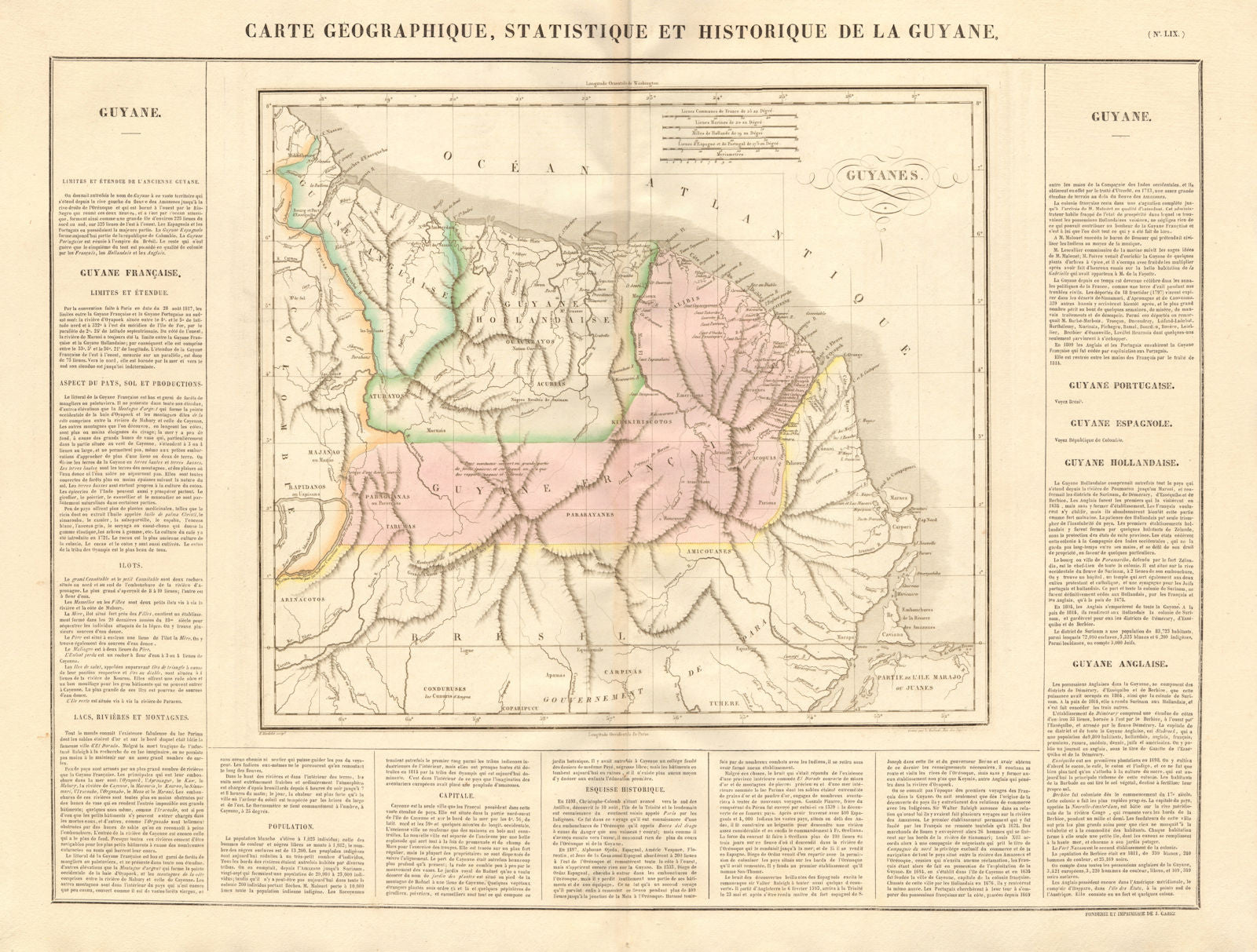 'Guyane française, hollandaise et anglaise'. Guiane Suriname. BUCHON 1825 map